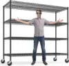 Storage Shelves 75.6" H Wire Shelving Unit with Wheels 2500LBS Heavy Duty Metal Shelves for Storage Adjustable Garage Storage Ra 1