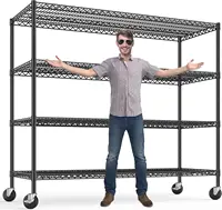 Storage Shelves 75.6" H Wire Shelving Unit with Wheels 2500LBS Heavy Duty Metal Shelves for Storage Adjustable Garage Storage Ra 1