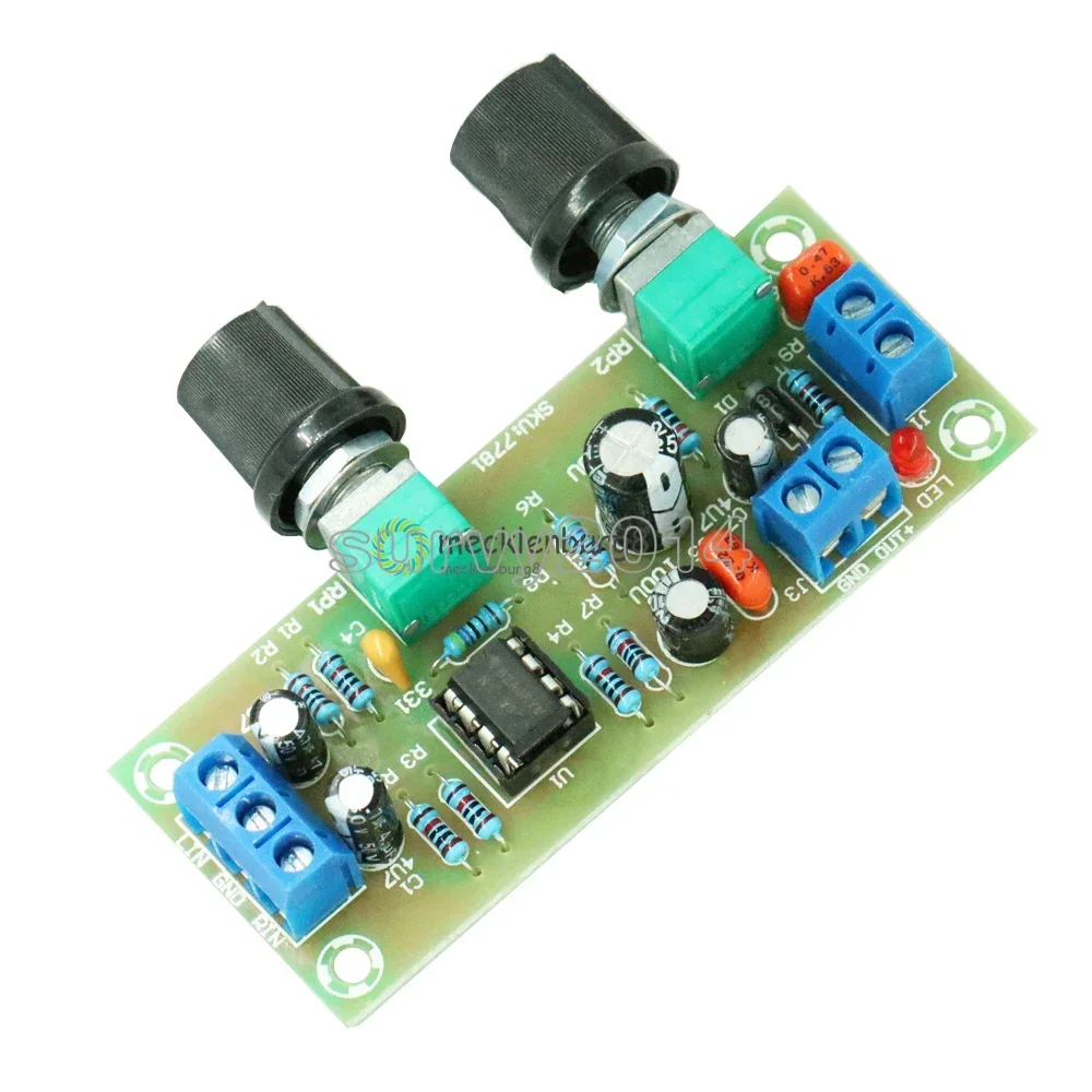 DC 로우 패스 필터, NE5532 베이스 톤 서브우퍼 프리 앰프, 프리 앰프 보드, LED FR-4 유리 PCB 구리 단자 모듈 포함, 12V-24V