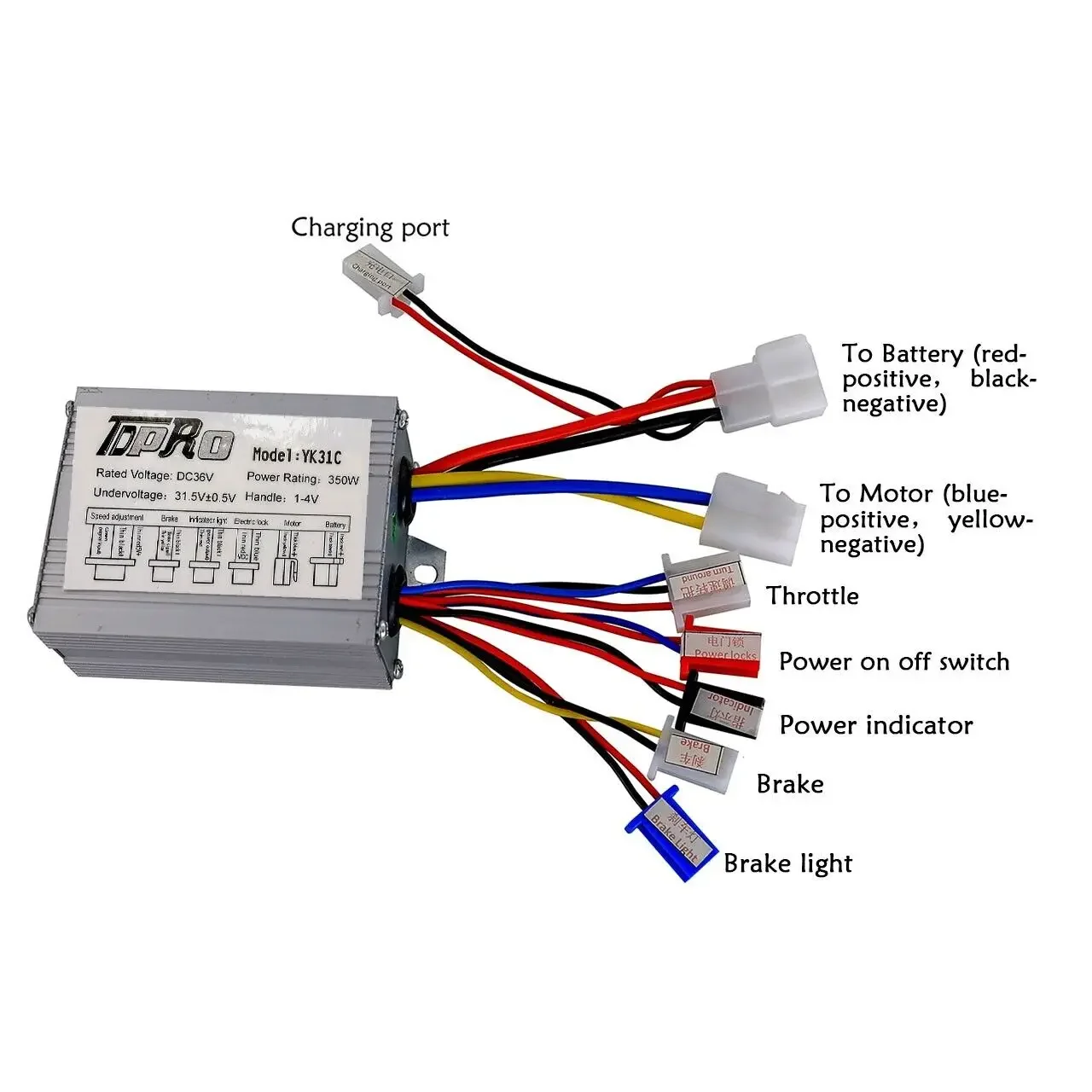 36V 350W Brush Motor Speed Controller + Throttle +Key on off switch for DIY Bike ATV Quad Go Kart Buggy Dirt Trike Razor