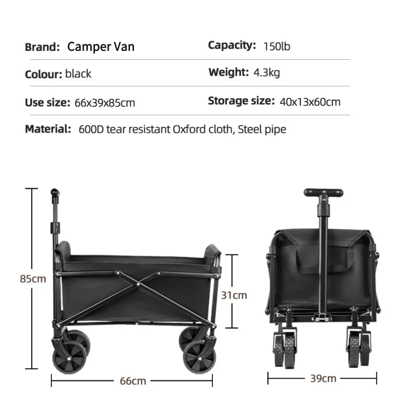 Foldable Portable Picnic Outdoor Camping Cart Heavy Duty Folding Utility Cart Shopping Beach Collapsible Folding Utility Cart