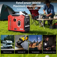 Générateur à essence monocylindre quatre temps refroidi par air, portable pour le camping et les camping-cars, 2000W, plus silencieux, cylindrée 80cc 4