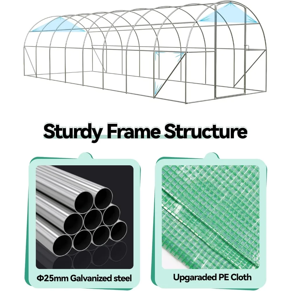 Greenhouse 28x10x7.5ft,Galvanized Steel Tunnel Greenhouses ,Garden Hot House for Home Gardening Seed Germination,Greenhouse