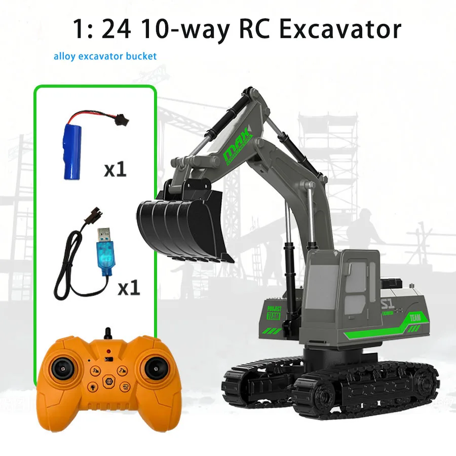 2.4G radio control 1: 24 10 channels remote control toys excavator alloy excavator bucket 3-4-5-6-7-8-9 years old boys birthday 4