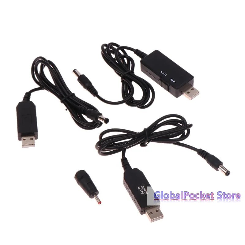 1세트 DC 5V를 12V로 변환하는 USB 케이블 부스트 컨버터 스텝업 코드, 와이파이 공유기/모뎀/팬용 5.5*2.1mm WiFi-보조배터리 케이블 커넥터