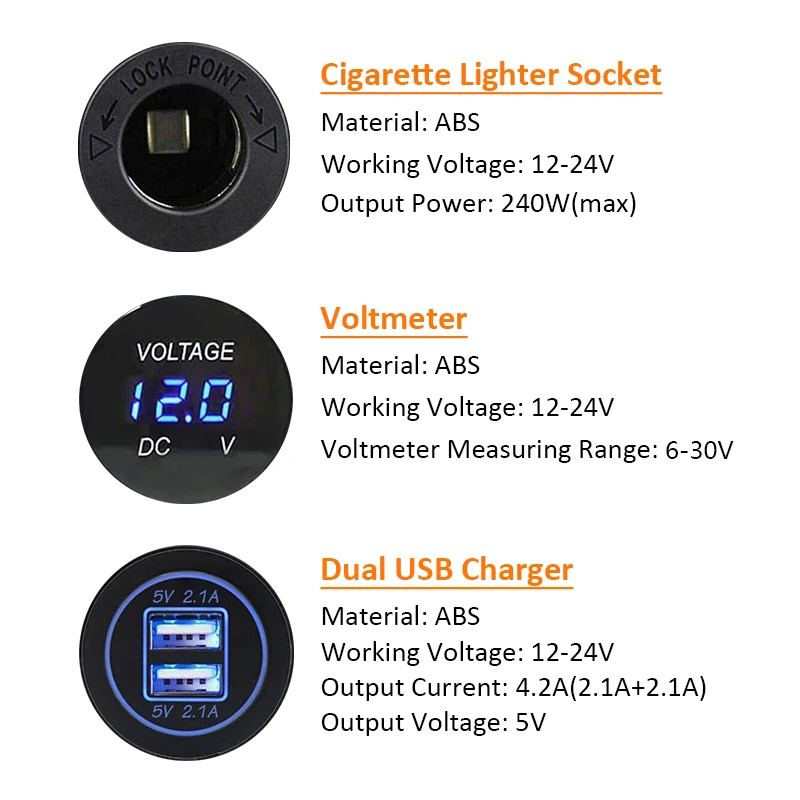 12V USB-Panel-Buchse 4 in 1 Dual-USB-Ladegerät mit Wipp schalter Auto Zigaretten anzünder Digital Voltmeter für Auto Boot LKW RV