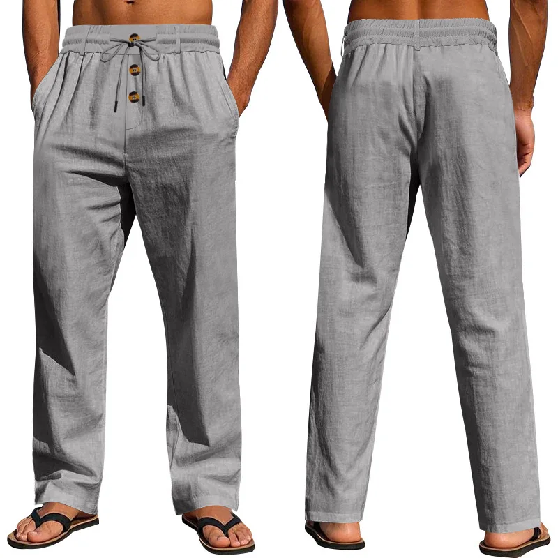 2025, Frühjahr/Sommer Neue männer Baumwolle Leinen Hosen Sommer Mode Lässig Einfarbig Lose Plus Größe S-XXXL – Detail 25