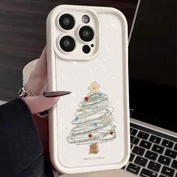 Festive Christmas Tree Design Shockproof Soft TPU Phone Case for iPhone 17 Pro Max (A628 Beige White)