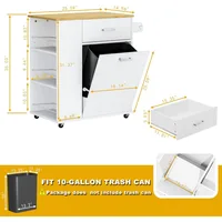 Rolling Kitchen Island with Trash Can Storage, Portable Kitchen Island on Wheels with Towel Rack & Spice Rack, Tilt Out Trash Ca 2