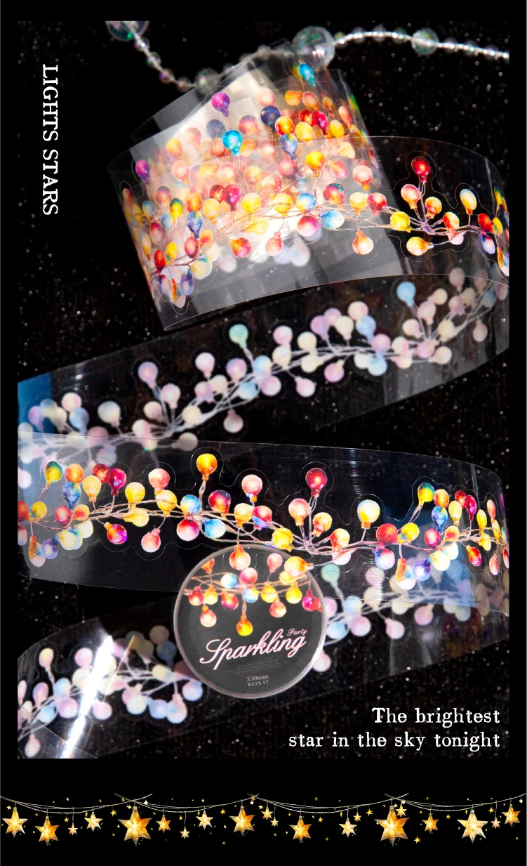 Journal GO 3,75 x 200 cm Vintage-Lichterkette Washi Tape für Scrapbooking Journaling Album Arts Craft Making Party Masking Tape – Detail 5
