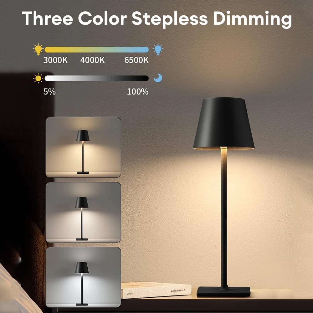 Lámpara De Mesa Inalámbrica Lámpara De Mesa LED Recargable - Con Mando, 4 Modos De Luz, IP54, Ideal Para Exterior Y Camping Lampara Mesa Led Recargable