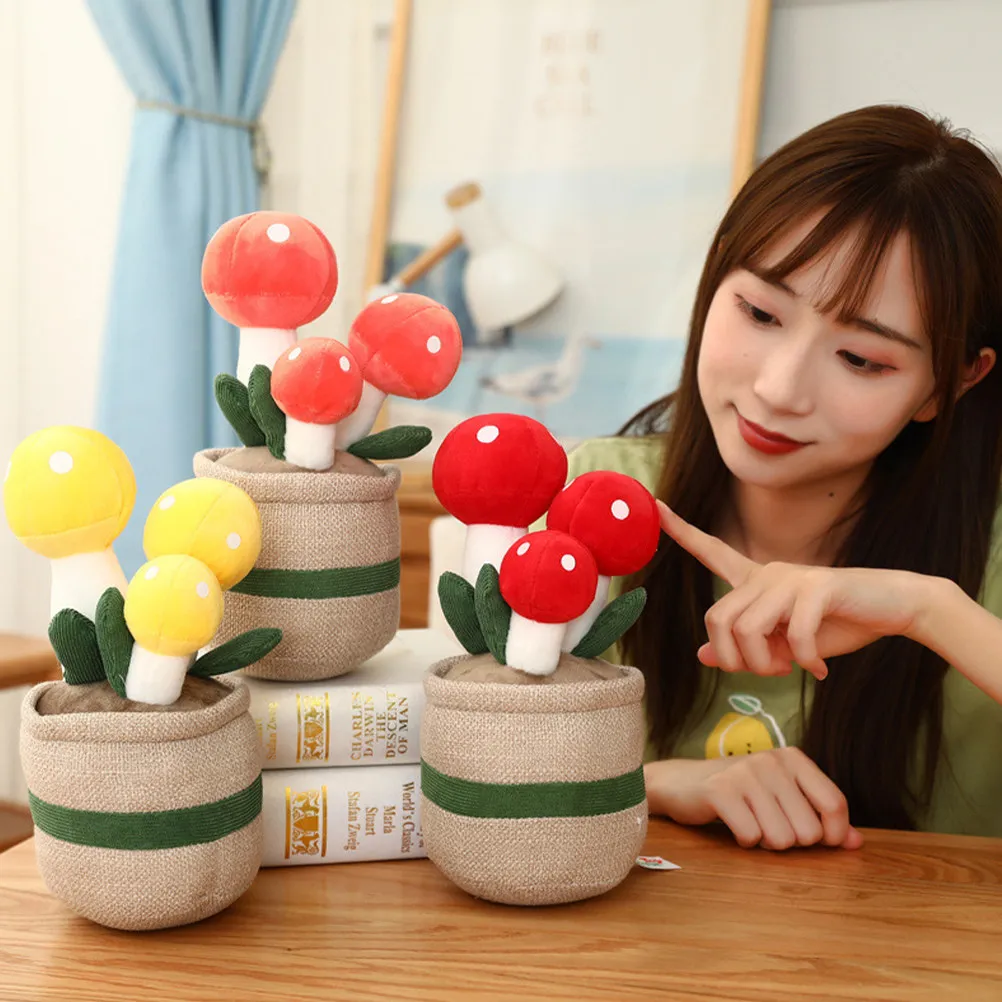 미니 버섯 분재 장 식물, 사실적인 인공 화분에 심은 버섯 장식품, 가정용 책상 테이블 조경 장식