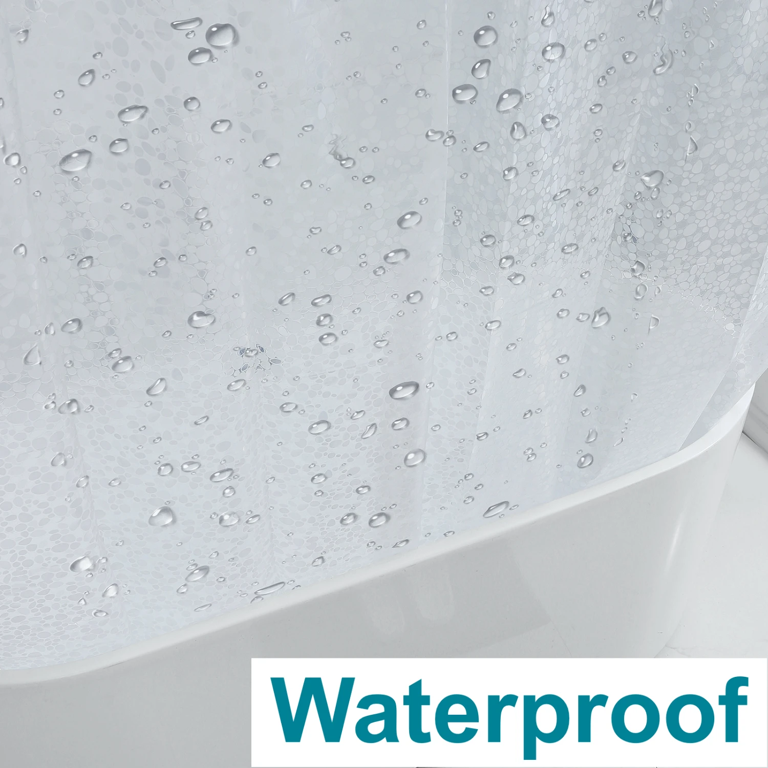 1pc Pebble Clear Shower Curtain Liner, 71" X 71", PEVA 3D Plastic Shower Liner With Rustproof Metal Grommets And Weighted Magnet