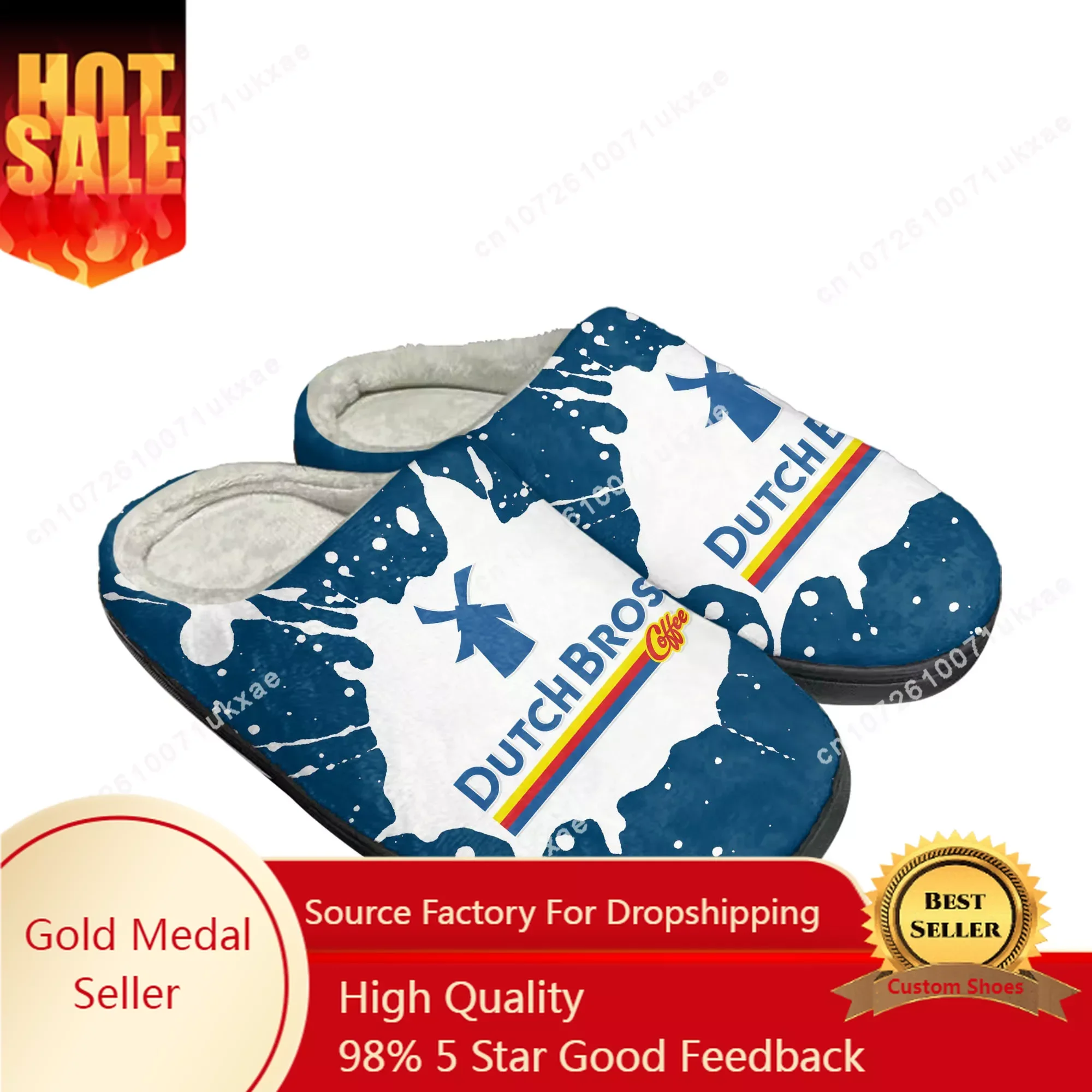

Dutch Bros Coffee Home Cotton Slippers Mens Womens Plush Bedroom Casual Keep Warm Shoes Thermal Indoor Slipper Customized Shoe