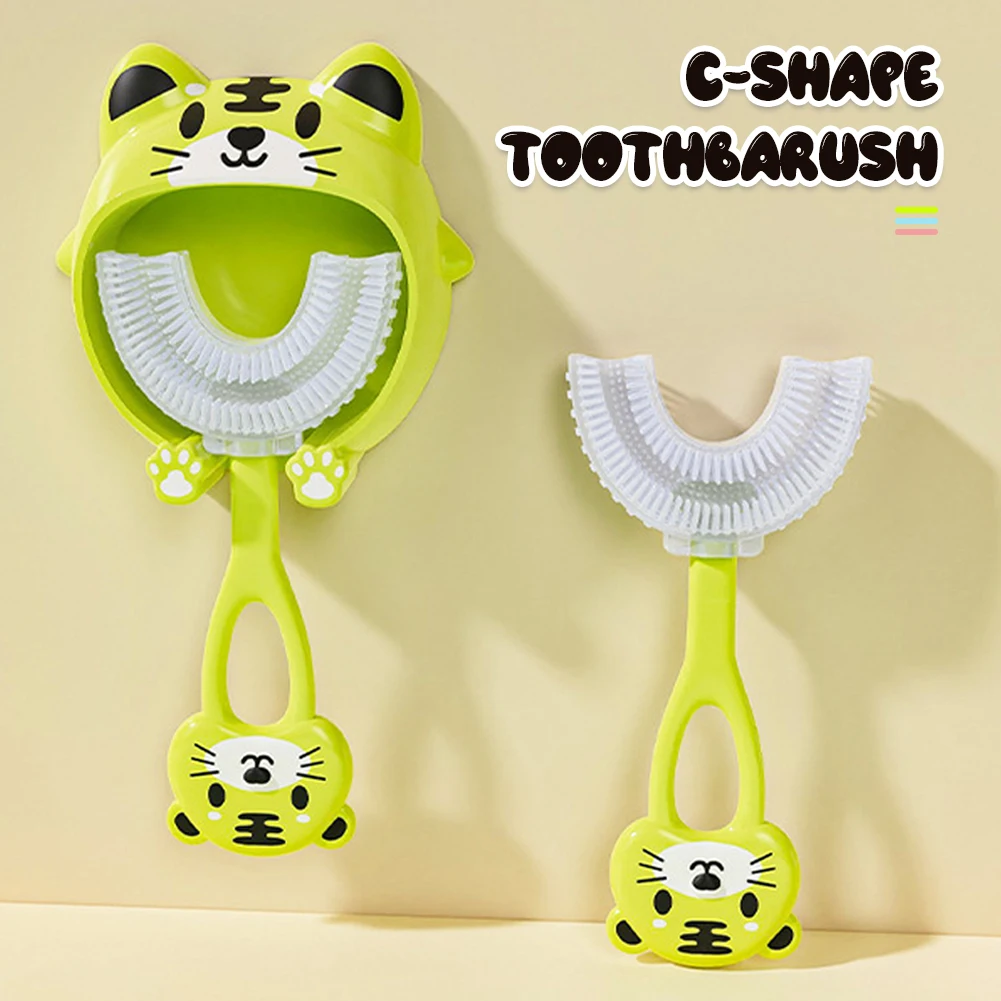Children 360 Degree U-shaped Baby Toothbrush Children's Teeth Oral Care Cleaning Brush Soft Silicone Toothbrush Baby Items 2-12Y