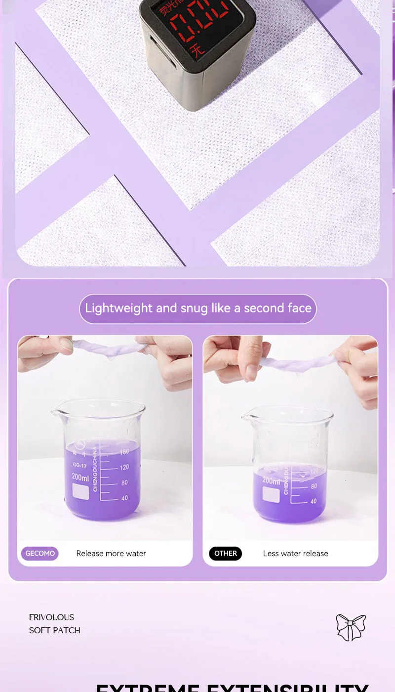Description Picture 6 of itemGECOMO Perforated Stretchable Cotton Pads — Skin-Fitting, Ideal for Facial Masks, Makeup Removal, and Skincare Routine