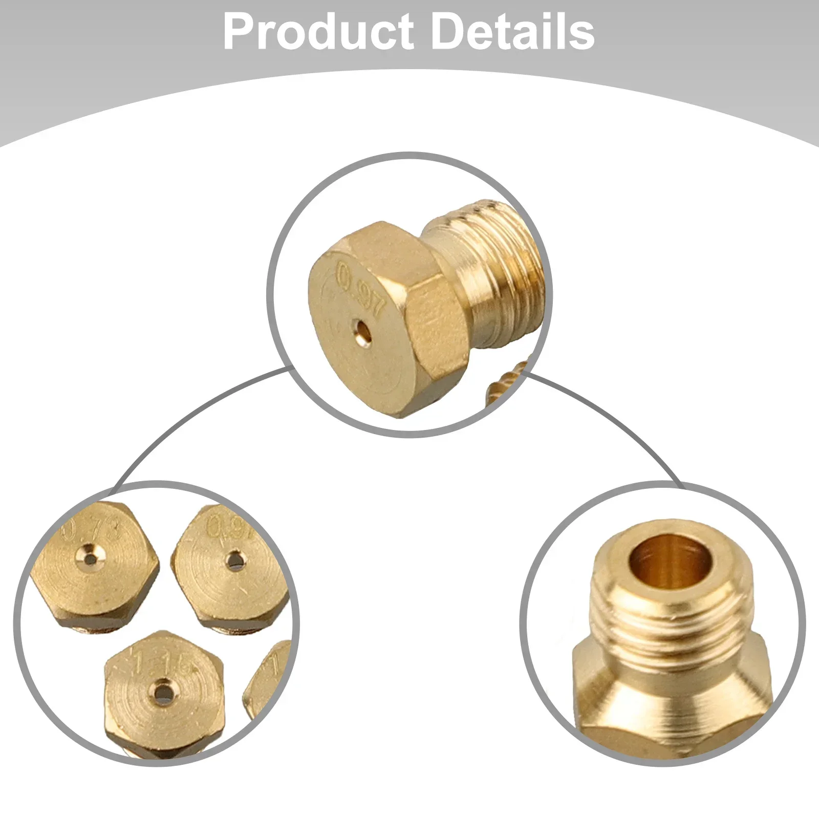 Gas Nozzles Burner Jets Nozzles Set 5PCS 9mm Height Standard M6 X 0.75 Thread For G20 G25 Gas