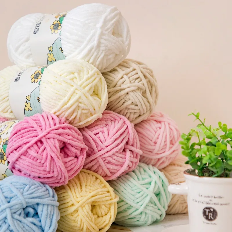 100g/Ball Soft Chenille Yarn for DIY Knitting 5mm Thick Warm Chunky Crochet Yarn Thread Perfect for Blankets Scarves Plush Toys 3