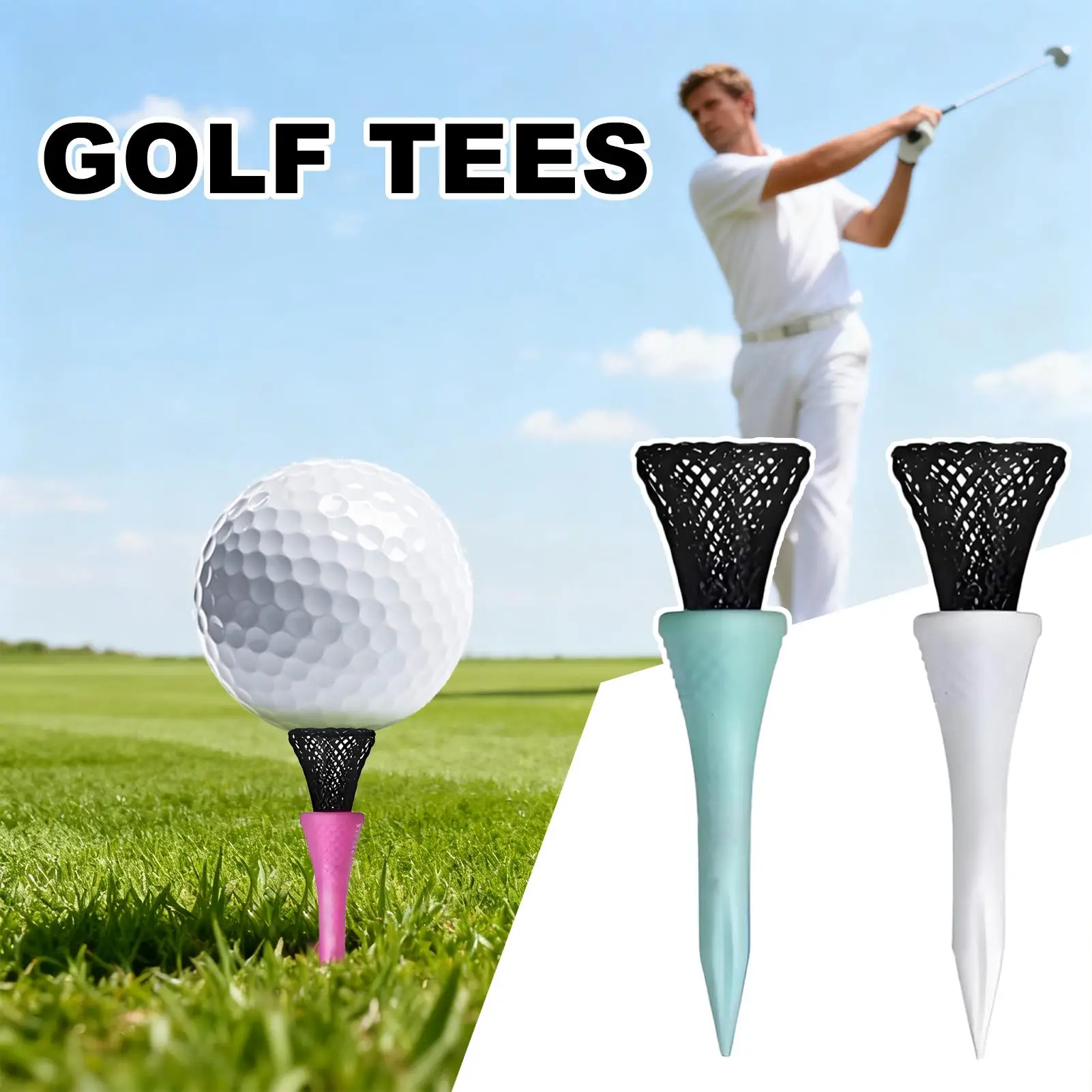 Golf Tees 3piece Mesh Design Base Reduce Friction Practice Golf Tees High-Elastic For Men Women Golfers Practice Kids Home
