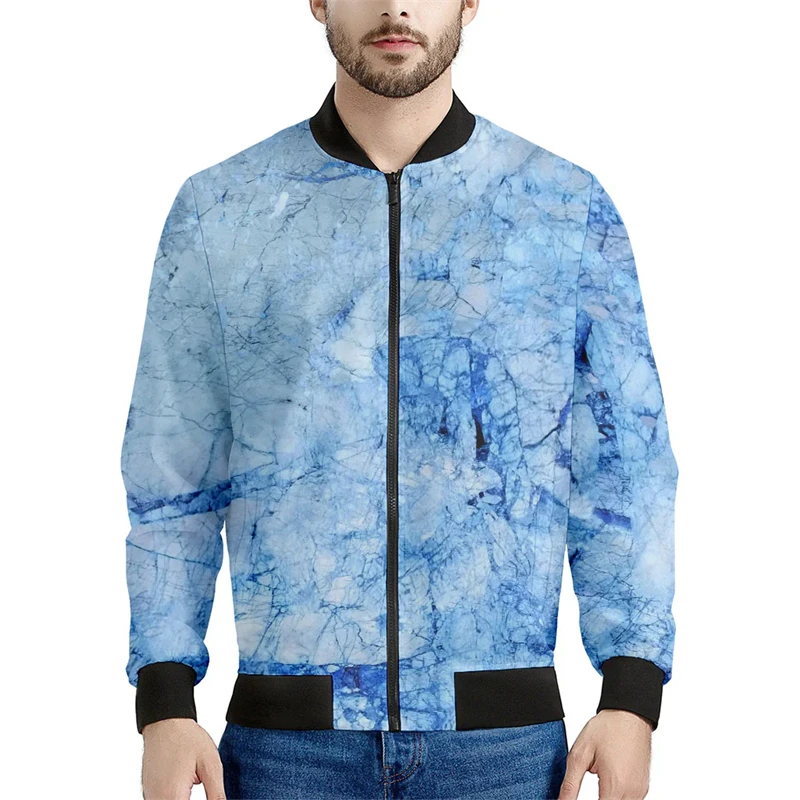 thumbnail image 1 of Chaquetas con estampado de grietas de mármol en 3D simples, moda primavera otoño, chaqueta bomber de manga larga, abrigos deportivos informales de gran tamaño y transpirables, 1 of 5