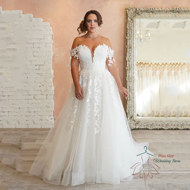 Vestido Ombro Vestido De Casamento Para Plus Size Vestido De Noiva