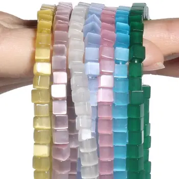 원형 사각형 큐브 고양이 눈 스톤 비즈, 작은 느슨한 스페이서 보석 비즈, 보석 만들기 팔찌, DIY 바느질 공예, 4mm