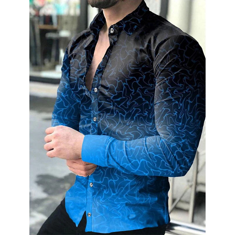 New Fashion Luxury Social Men Shirts Turn-down Collar Buttoned Shirt Casual Lattice Print Long Sleeve Tops Mens Clothes Cardigan long short sleeve shirt