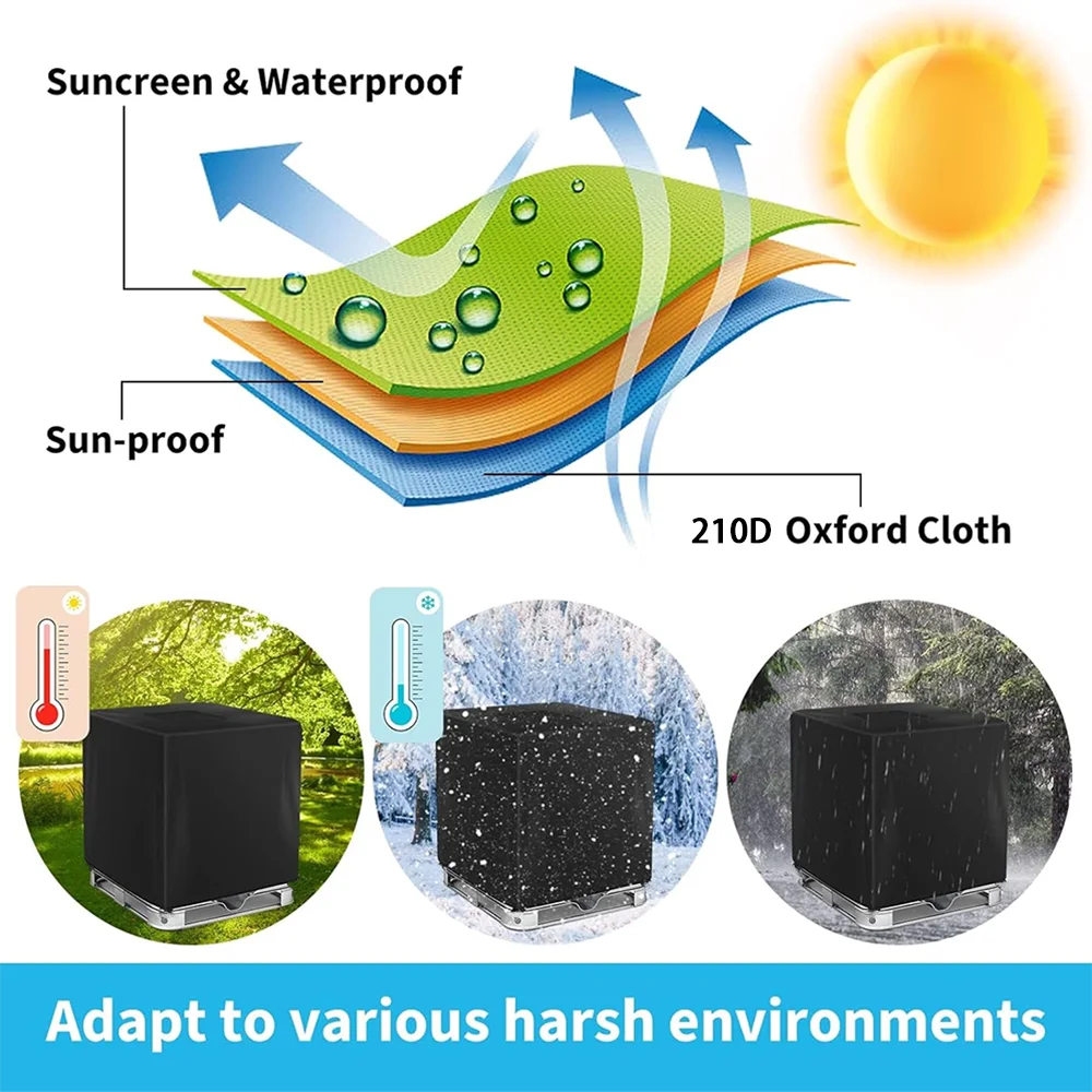 Zipper IBC Tote Cover 330 Gallon for 210D Oxford cloth 1000L Outdoor Water Tank Protective Cover Dust and sun (Black /Green） 5