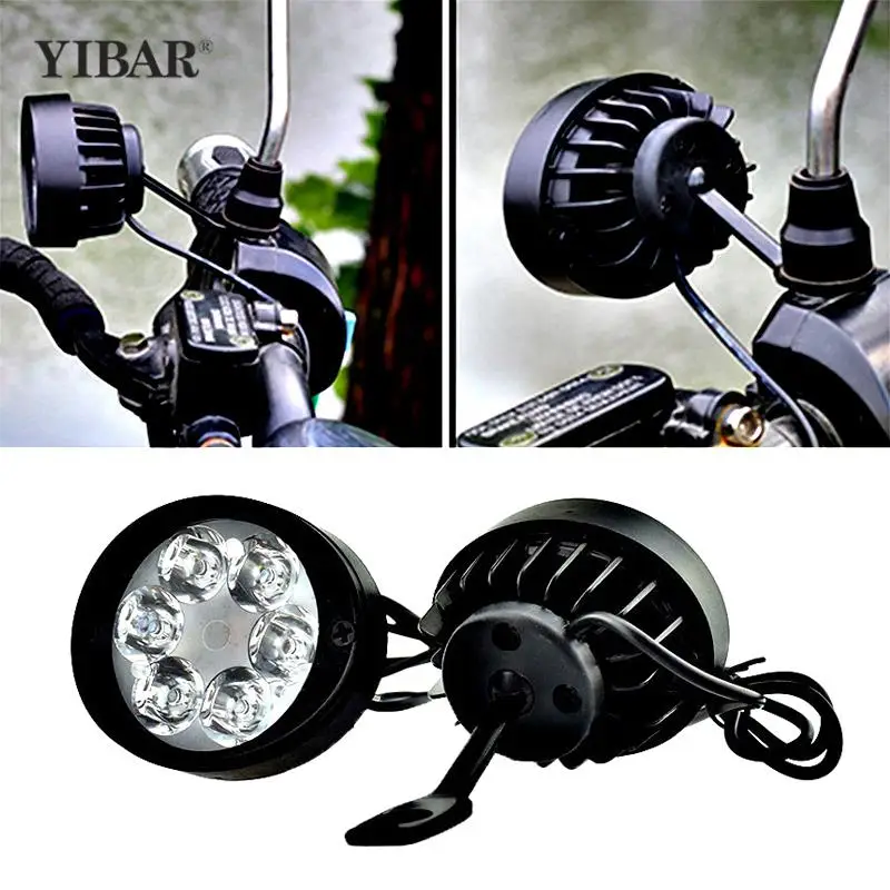 

2pcs Set Motorcycle Headlight Fog Driving Lights Front Head Lamp 6 LED 12V-85V