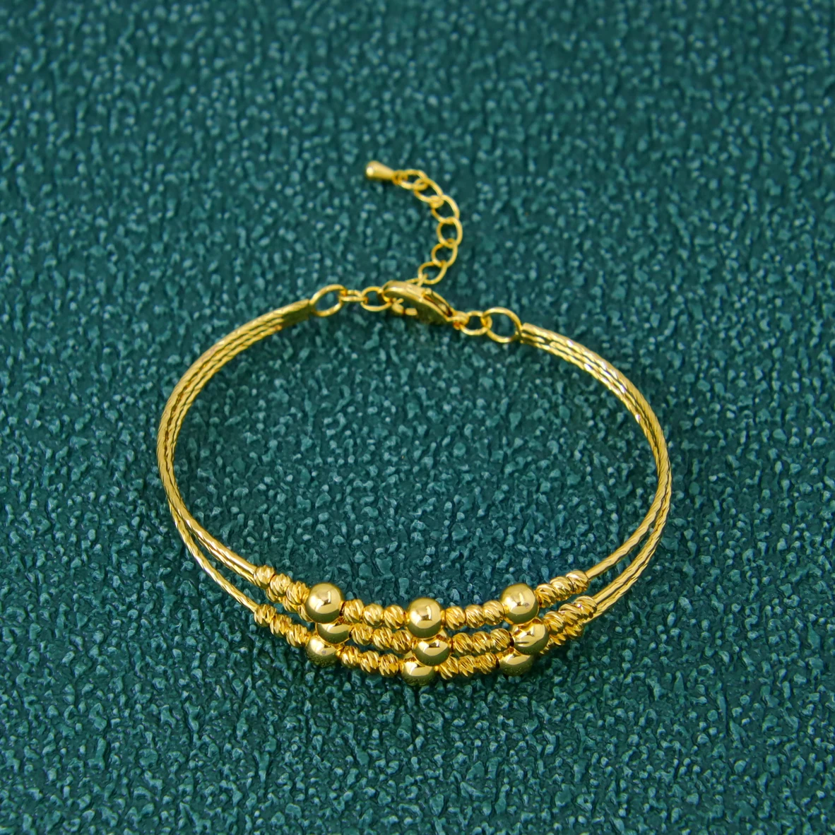 Nigeria Hochzeit Schmuck Armband 21k vergoldet muslimische mehrschichtige Perlen Öffnung Armreifen Dubai Frauen Braut Vintage Schmuck – Detail 9