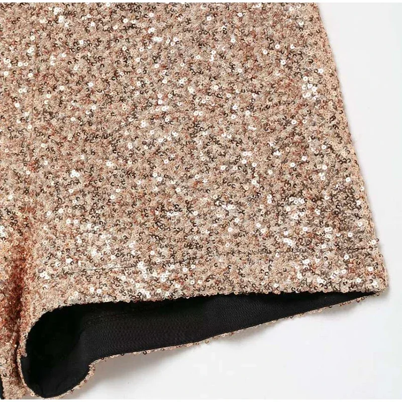 Y2K Sequin High Waist Shorts Women Fashion Lady Solid Shiny All-matching Short Pant 2025 Spring Summer Female Glitter Streetwear