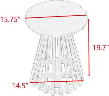 15.7"" Wood Round Coffee Table For Living Room,Simple Circle End Table With Solid Wood Legs,Cross Base Coffee Table For 2