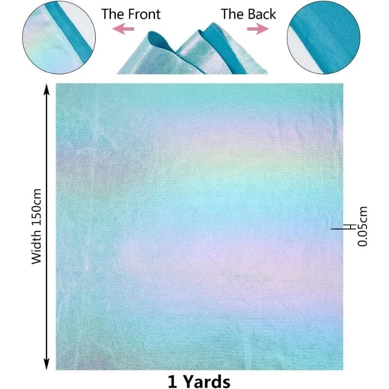 1 Yard Iridescent Fabric Shimmer Sewing Crafting Aquamarine Blue Holograhic Fabric Costume Stage Performance