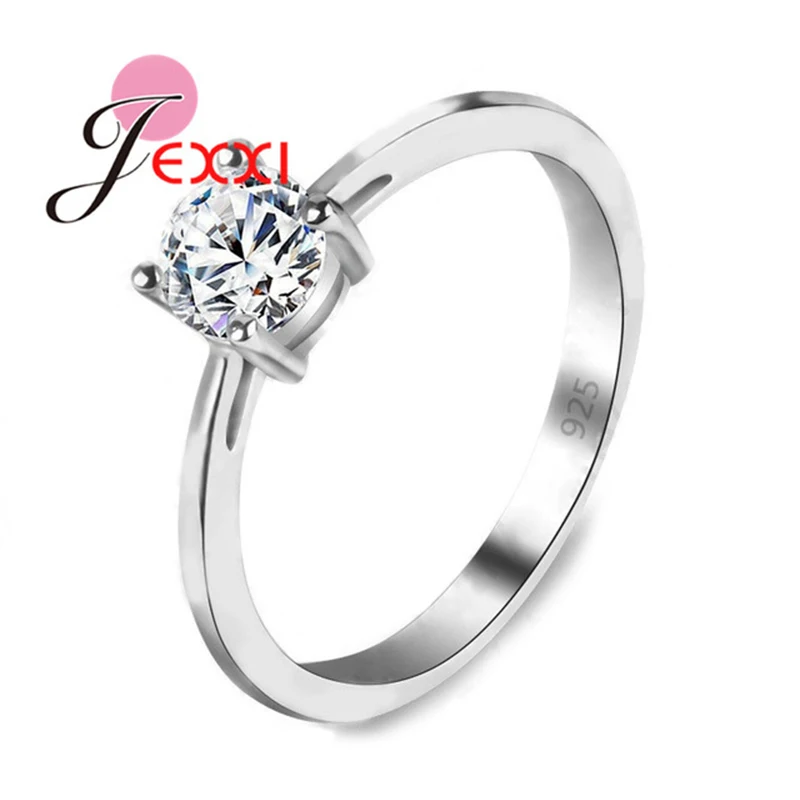 925 Sterling Silver Wedding Band Rings With Crystals For Women Female Wedding Anniverysary Gifts silver rings silver ring wedding rings