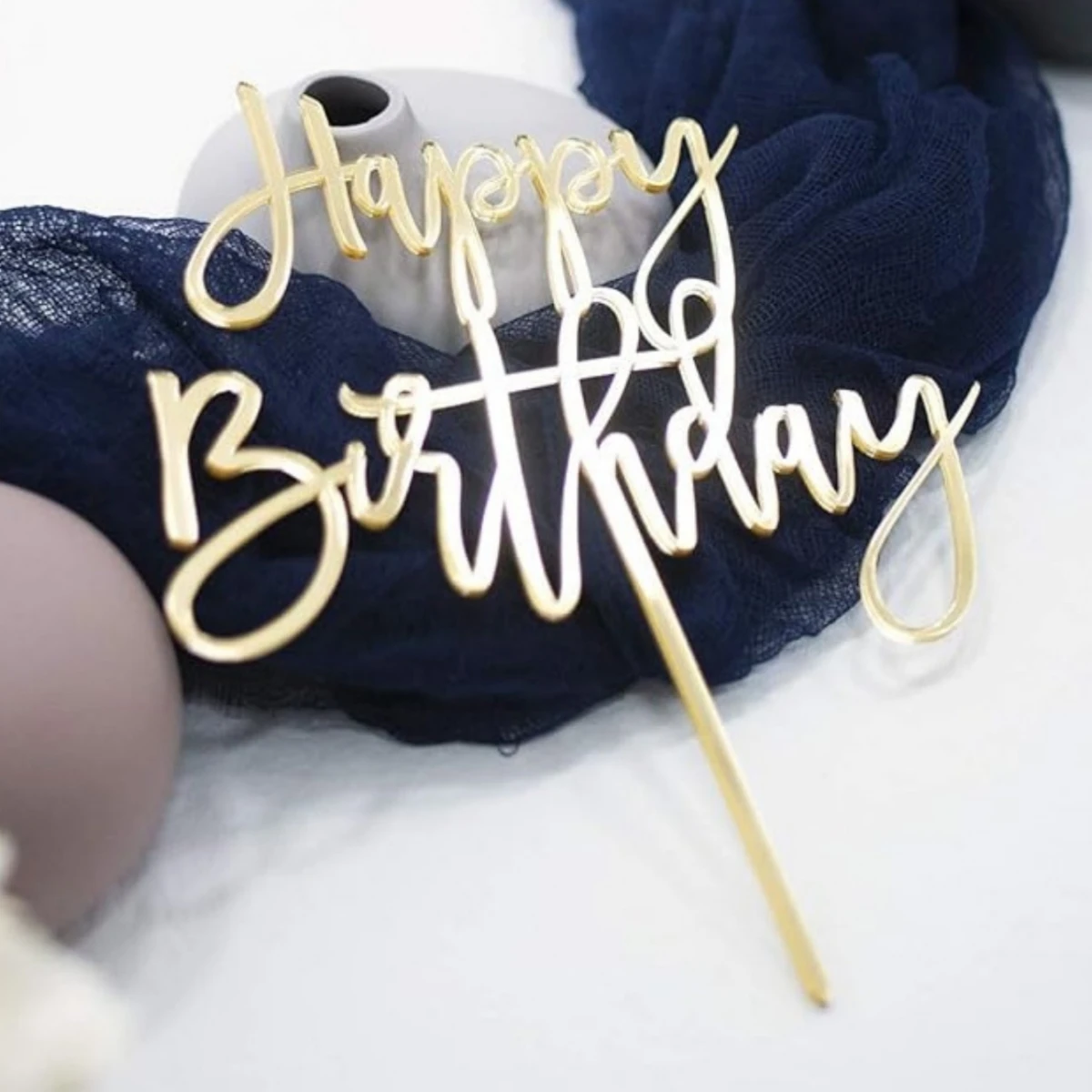 50 PCS Birthday Cake Topper - Elegant Gold Acrylic Party Pick 3PCS Happy Golden Birthday Cake Topper - Gold Glitter Pick for Celebrating Anniversary Theme Party Cake Decorations Supplies 4