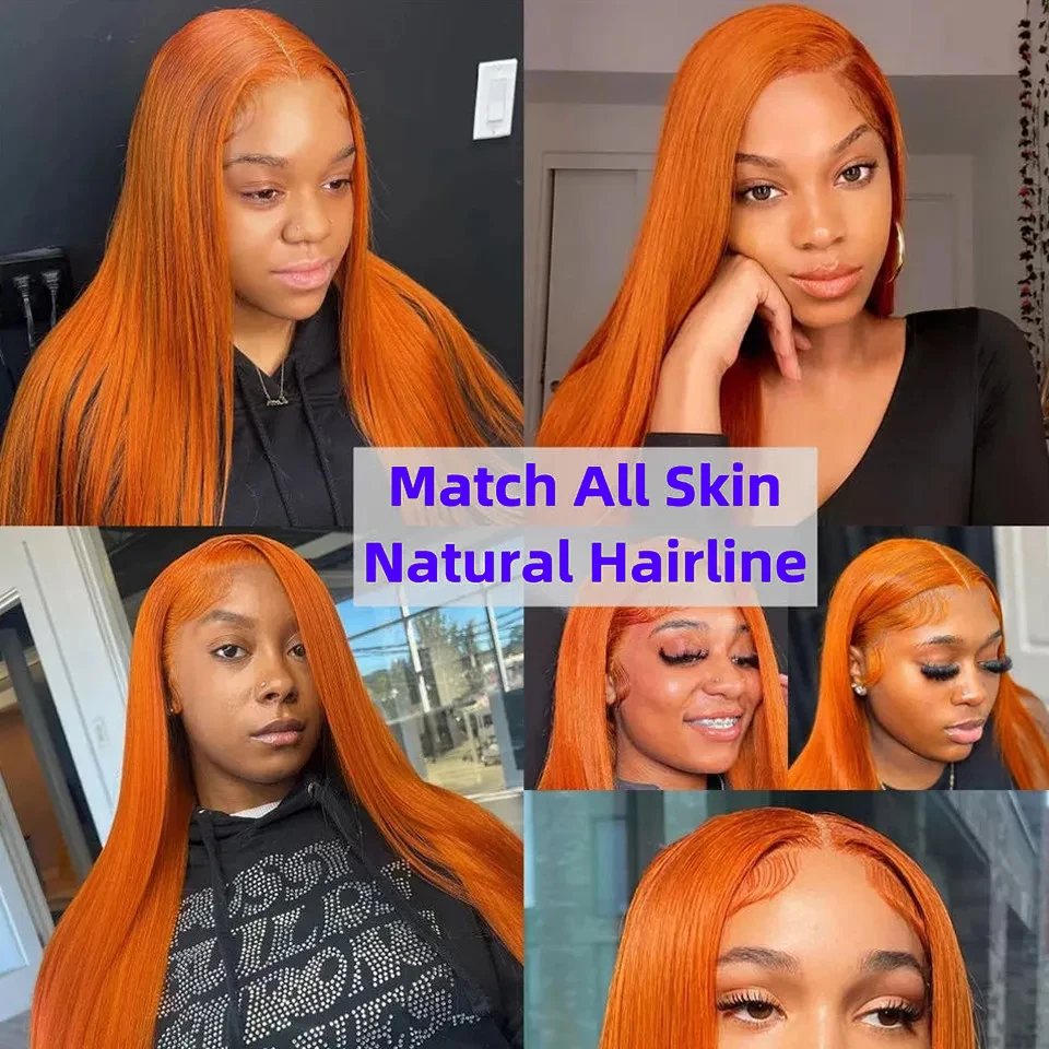 Ginger Orange Straight Human Hair Bundles #350 Colored Bone Straight Brazilian Raw Virgin Double Weft