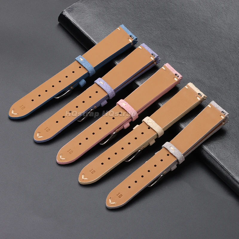 Vintage Suede Leather Quick-Release Watch Strap - Soft Replacement Wristband