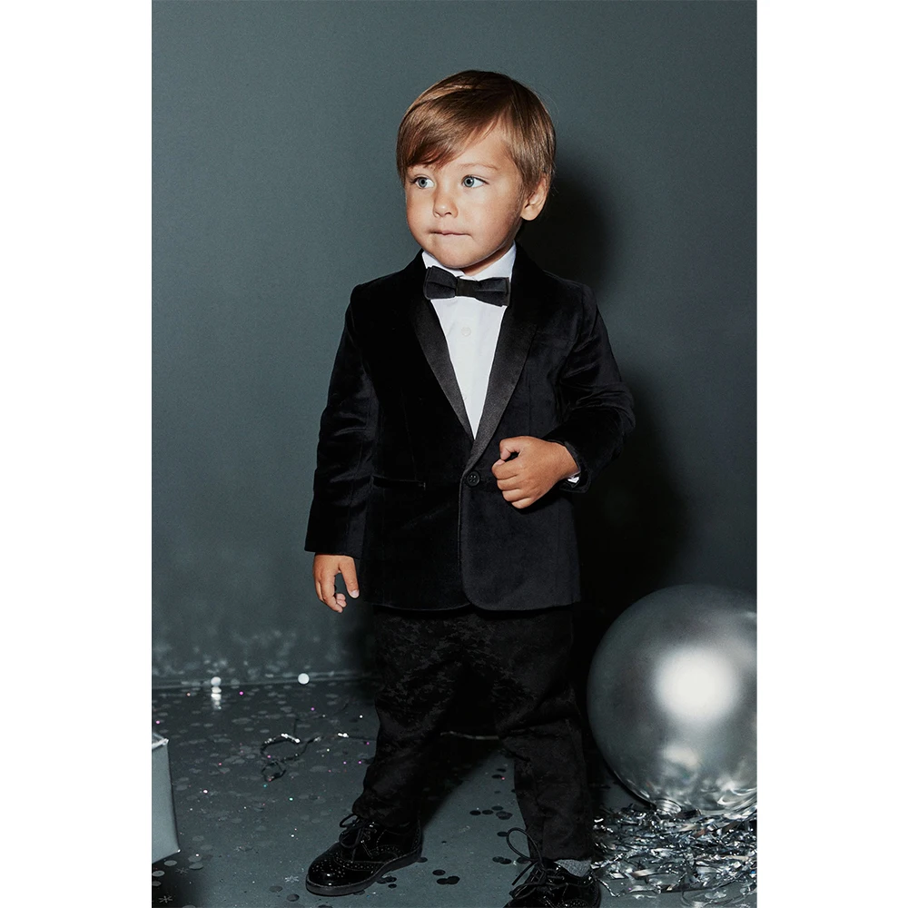 

Boys 2 Piece Suit Luxury Suit Fall Winter Children Costume Velvet Shawl Lapel Single Breasted Blazer Pants Set for Wedding