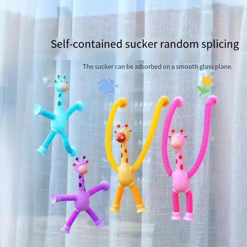 Description Picture 2 of itemNew Suction Cup Telescopic Tube Giraffe Variety Shape Stretch Tube Giraffe Educational Furniture for Display home  Decoration