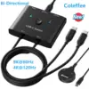 Bi-Directional USB C Switch 2 PC,USB TypeC KVM Switch 8K@60Hz Video/10Gbps Data Transfer/100W Charge,Compatible with Thunderbolt 1