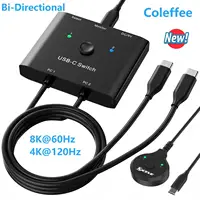 Bi-Directional USB C Switch 2 PC,USB TypeC KVM Switch 8K@60Hz Video/10Gbps Data Transfer/100W Charge,Compatible with Thunderbolt 1