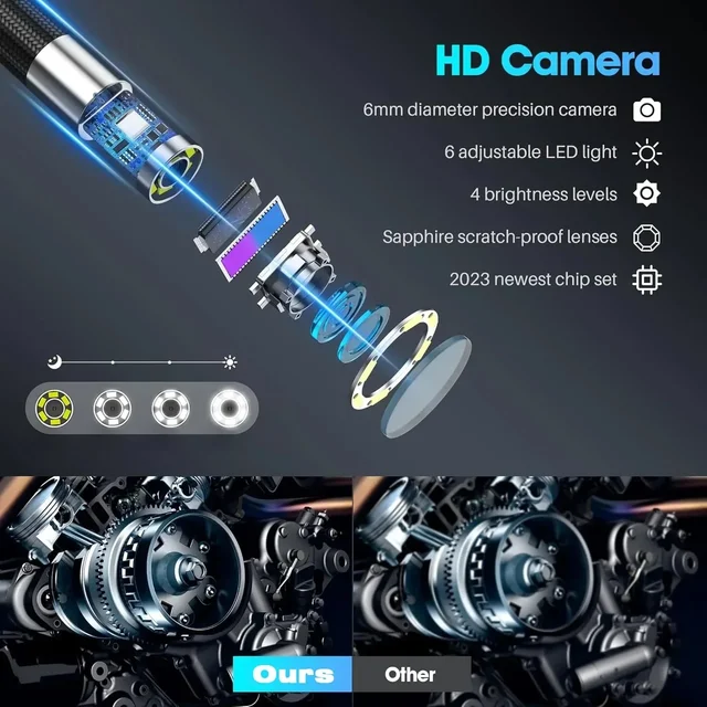 360 Rotary Video Controlled Endoscope Endoscopic With Apple Iphone Ios Car Camera For Rotation Articulation Automotive Boroscope 5