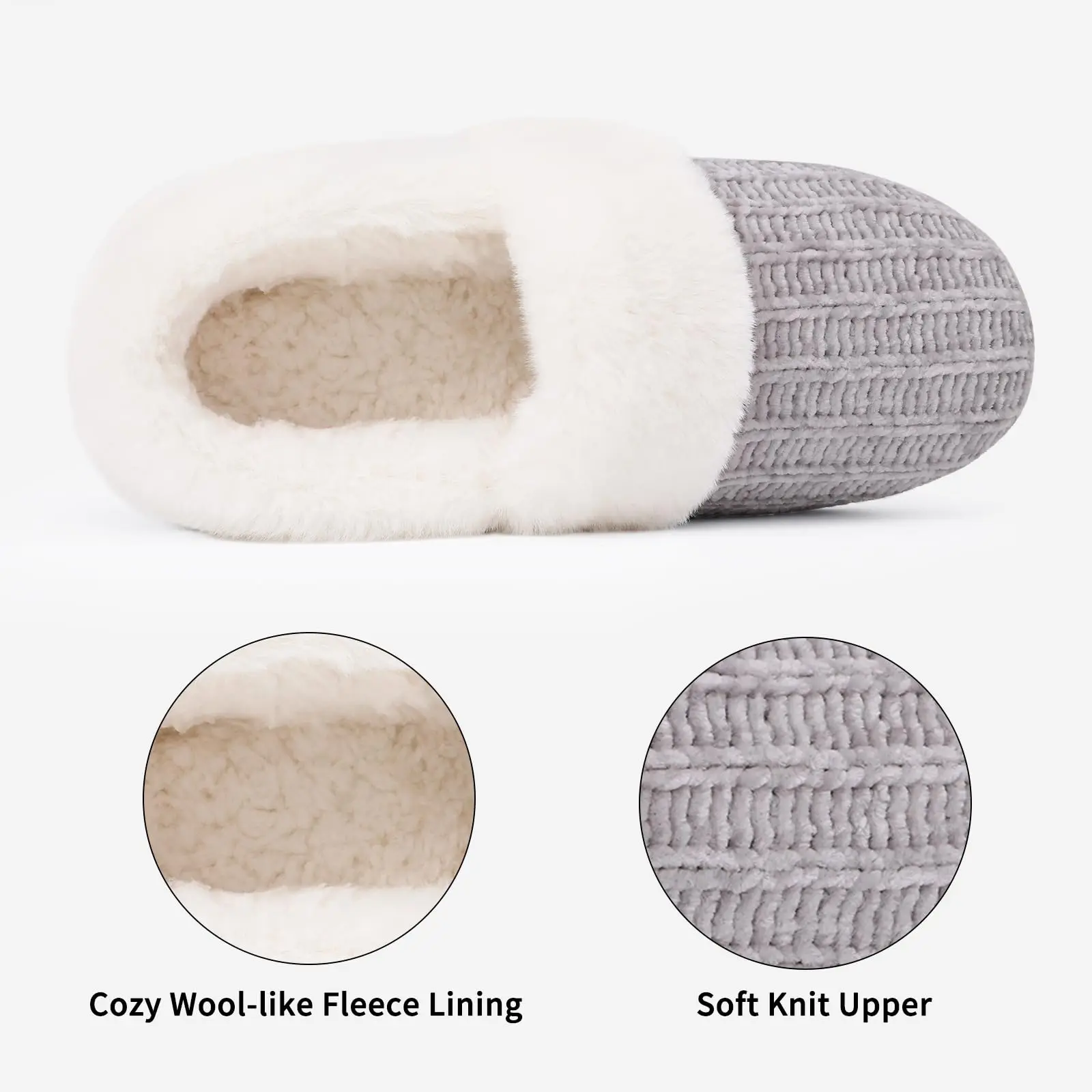 Shevalues Women's Winter Fuzzy House Slippers Non-slip Cozy  Fluffy Knit Slides With Memory Foam Indoor Warm Plush Bedroom Shoes 5