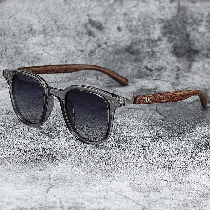 Trendy Retro Wood Grain Polarized UV Protection Sunglasses