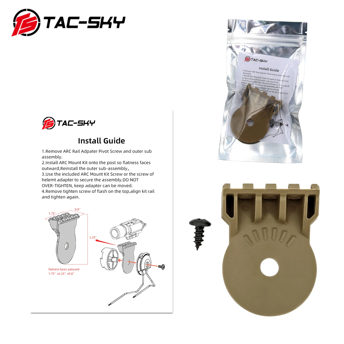 

A Pair of Tactical Light Mounting Accessories Suitable for Tactical Headset COMTAC I II III Helmet Holder ARC Rail Adapter DE