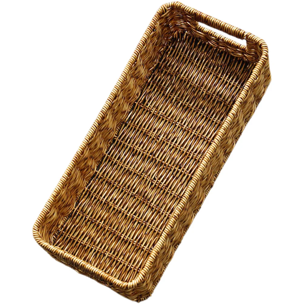 

Basket Storage Wicker Woven Baskets Organizer Rattan Seagrass Tray Makeup Desktop Hamper Box Large Holder Organizing Cutlery