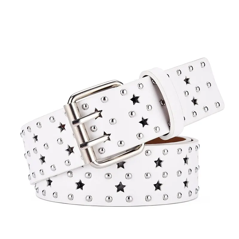 Women's Belt Fashion Pentagonal Star Hollowed out Belt Y2K Belt Hip-hop Rock Punk Trend Matching Jeans Belt for Men and Women