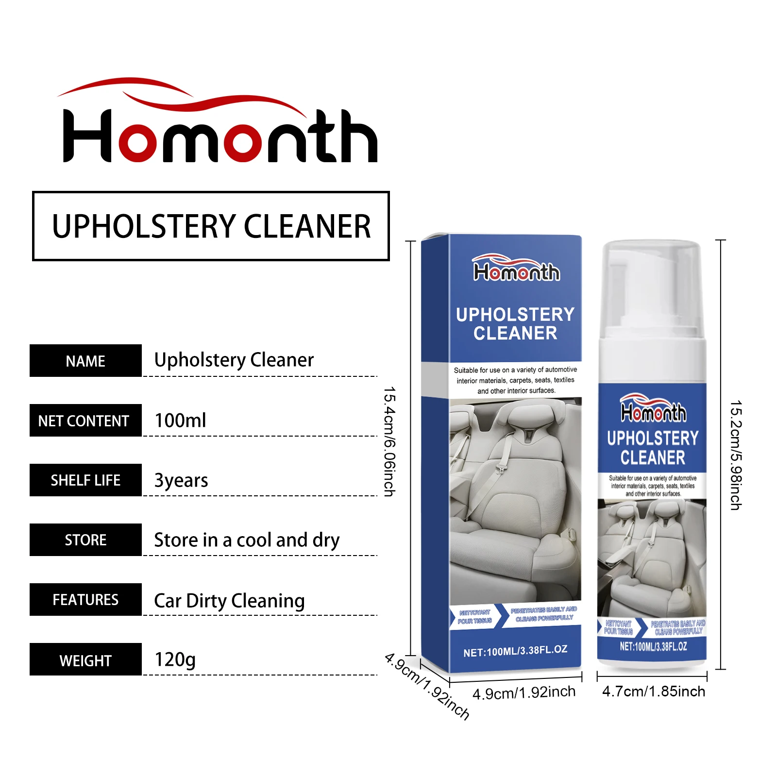 Car Interior Cleaning Mousse Car Interior Decoration Cushion Seat Fabric Stain Cleaner 100ml