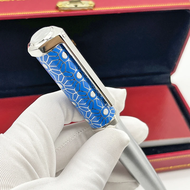 YAMALANG Classic Luxury Ballpoint Pen Octagon Blue Green Decorative Pattern With Serial Number Writing Smooth Stationery chinese writing brush blue and white porcelain pattern brush chinese calligraphy watercolor painting brush larger regular script