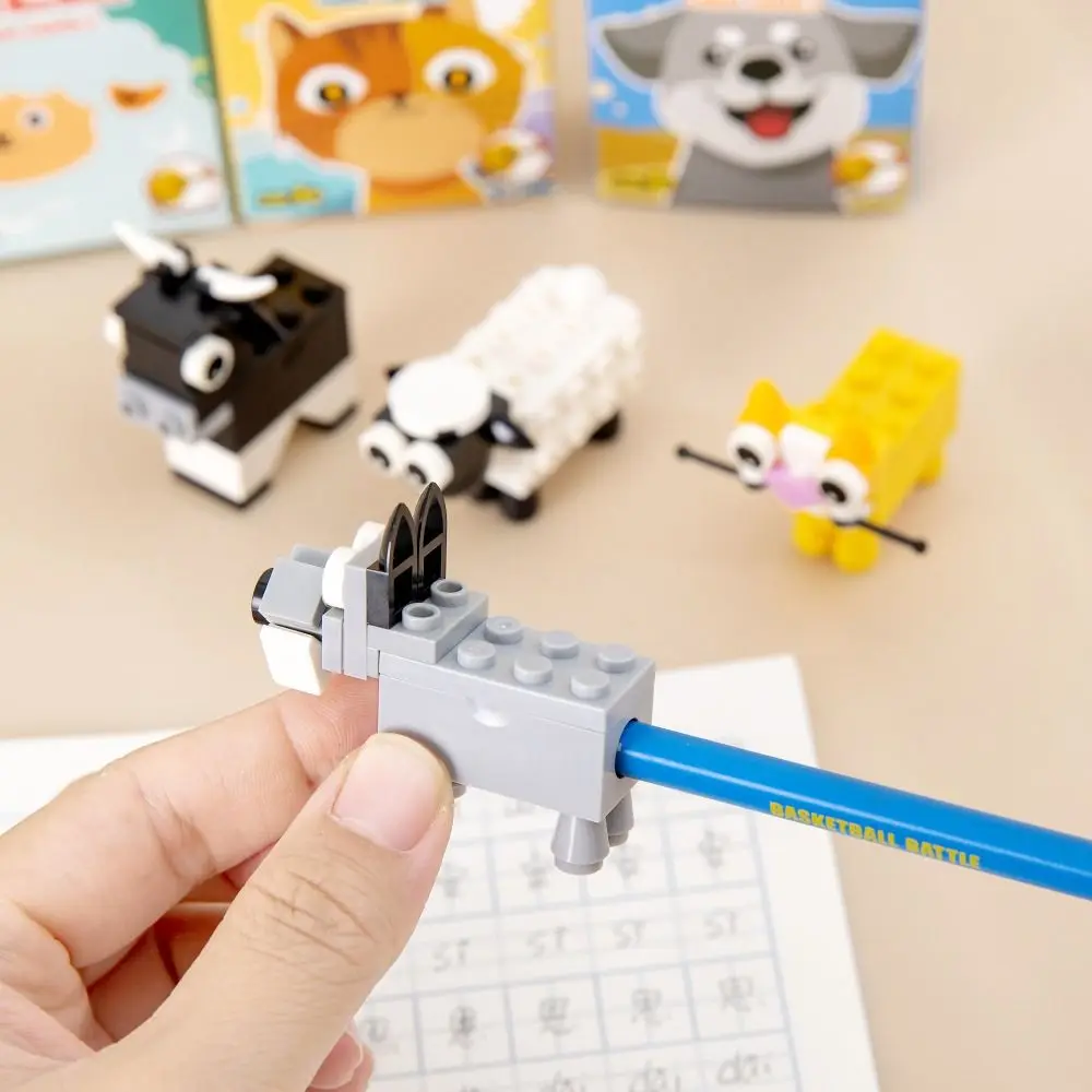 Animal Shape Building Blocks Pencil Sharpener Puzzle Toys Sketching DIY Assembly Pencil Sharpener Drawing Writing